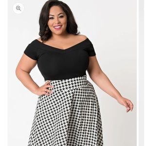 Unique Vintage Plus Size Black Stretch Deena Top